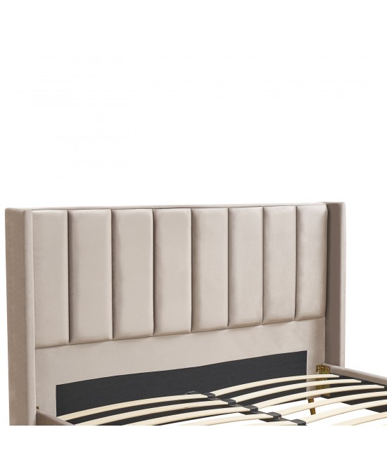 Κρεβάτι Υπέρδιπλο ArteLibre SEDONA Μπεζ Ύφασμα Για Στρώμα 160x200cm