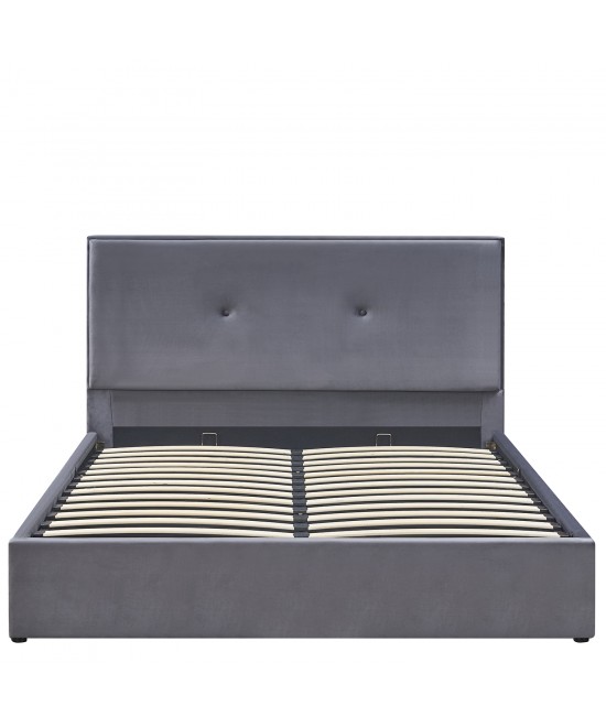 Κρεβάτι Υπέρδιπλο ArteLibre YUMA Γκρι Ύφασμα Για Στρώμα 160x200cm