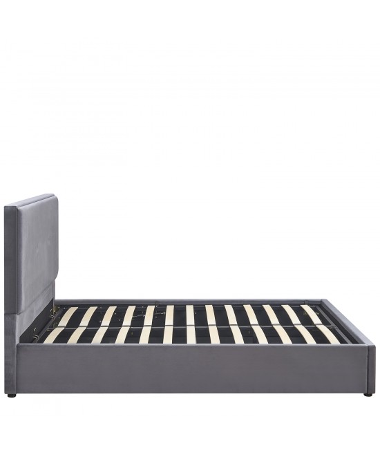 Κρεβάτι Υπέρδιπλο ArteLibre YUMA Γκρι Ύφασμα Για Στρώμα 160x200cm