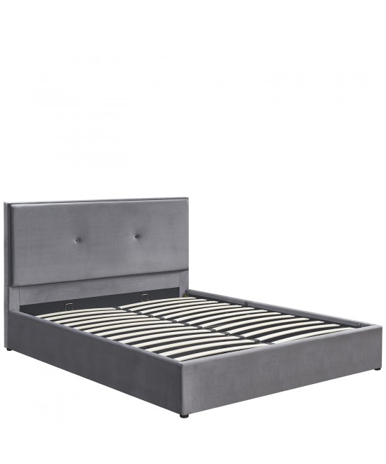 Κρεβάτι Υπέρδιπλο ArteLibre YUMA Γκρι Ύφασμα Για Στρώμα 160x200cm