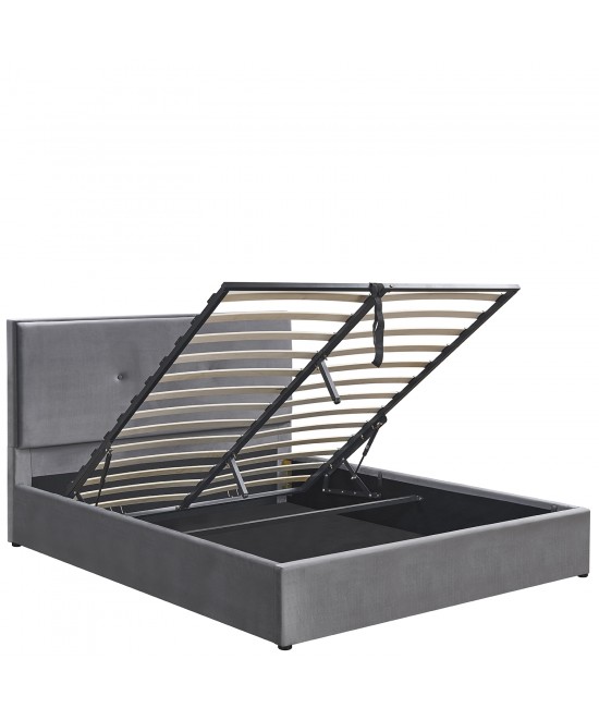 Κρεβάτι Υπέρδιπλο ArteLibre YUMA Γκρι Ύφασμα Για Στρώμα 160x200cm