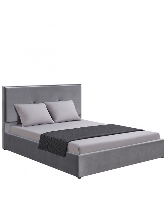 Κρεβάτι Υπέρδιπλο ArteLibre YUMA Γκρι Ύφασμα Για Στρώμα 160x200cm