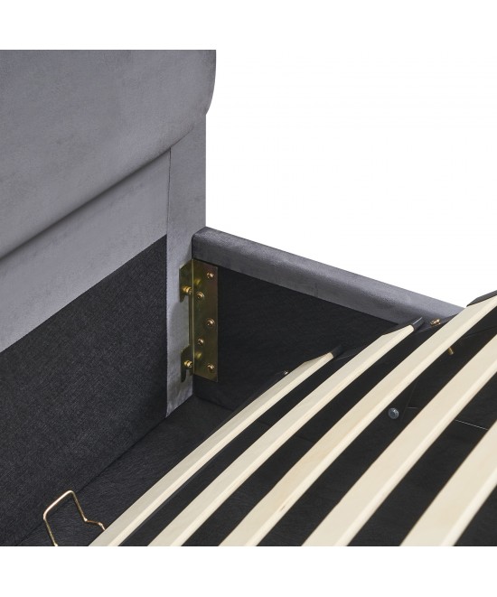 Κρεβάτι Υπέρδιπλο ArteLibre YUMA Γκρι Ύφασμα Για Στρώμα 160x200cm