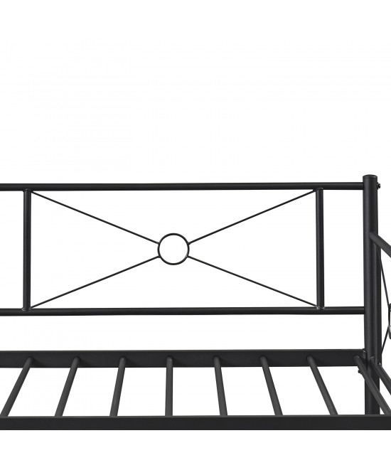 Καναπές Κρεβάτι ArteLibre CIMARRON Μαύρο Μέταλλο 197.5x96x75cm (Στρώμα 90x190cm)