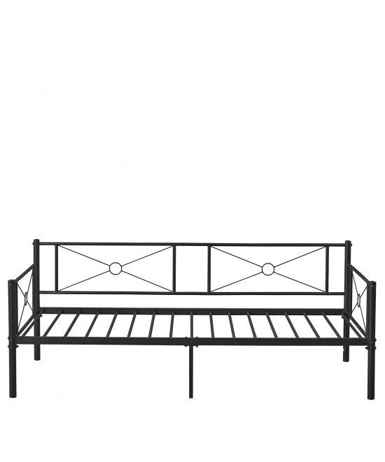 Καναπές Κρεβάτι ArteLibre CIMARRON Μαύρο Μέταλλο 197.5x96x75cm (Στρώμα 90x190cm)