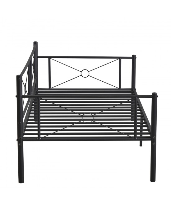 Καναπές Κρεβάτι ArteLibre CIMARRON Μαύρο Μέταλλο 197.5x96x75cm (Στρώμα 90x190cm)
