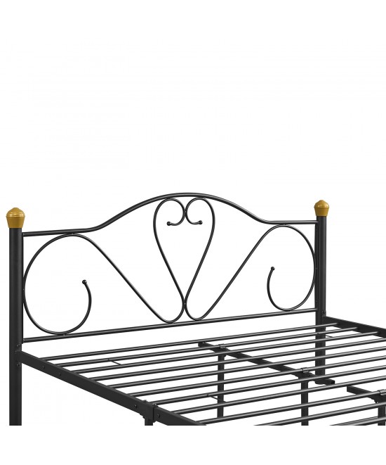 Κρεβάτι Υπέρδιπλο ArteLibre MOONRISE Μαύρο Μέταλλο Για Στρώμα 160x200cm