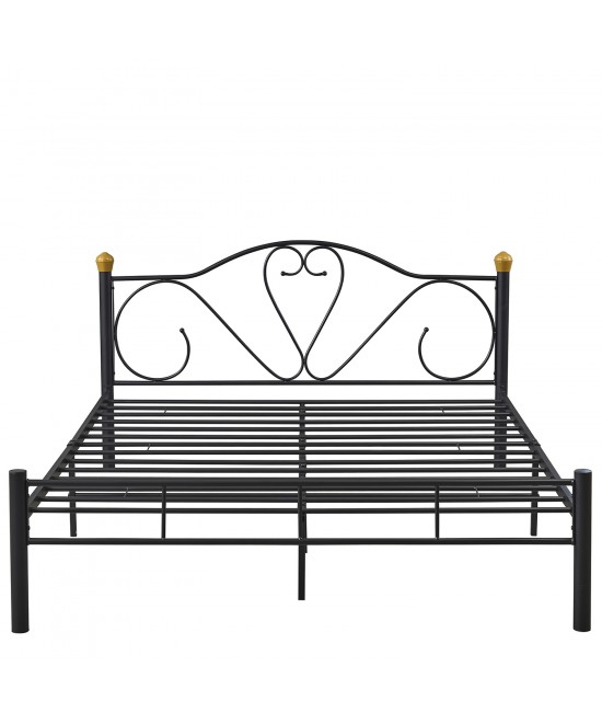 Κρεβάτι Υπέρδιπλο ArteLibre MOONRISE Μαύρο Μέταλλο Για Στρώμα 160x200cm