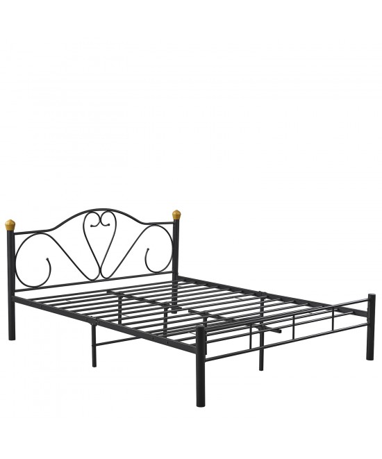 Κρεβάτι Υπέρδιπλο ArteLibre MOONRISE Μαύρο Μέταλλο Για Στρώμα 160x200cm