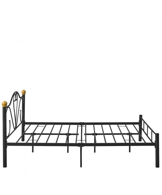 Κρεβάτι Υπέρδιπλο ArteLibre MOONRISE Μαύρο Μέταλλο Για Στρώμα 160x200cm