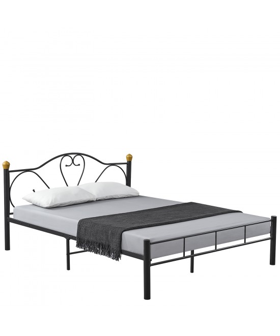 Κρεβάτι Υπέρδιπλο ArteLibre MOONRISE Μαύρο Μέταλλο Για Στρώμα 160x200cm