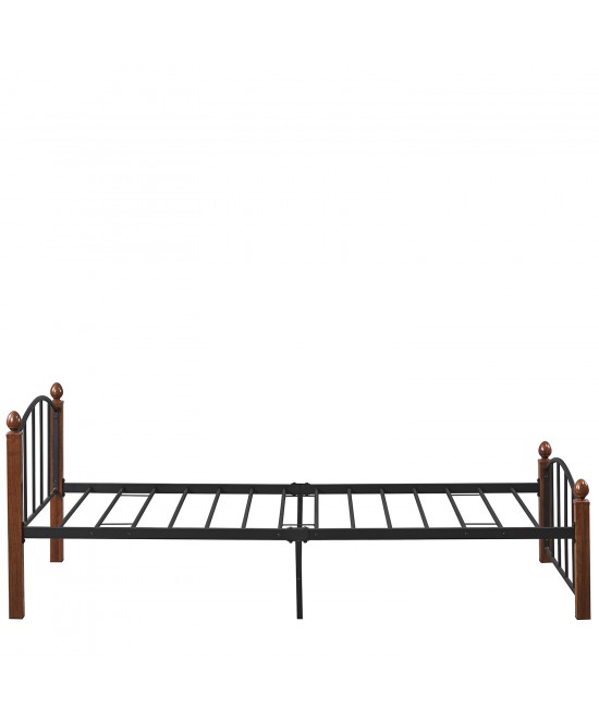 Κρεβάτι Μονό ArteLibre LARAMIE Μαύρο/Καρυδί Μέταλλο Για Στρώμα 90x200cm