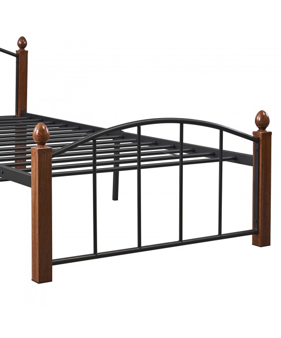 Κρεβάτι Μονό ArteLibre LARAMIE Μαύρο/Καρυδί Μέταλλο Για Στρώμα 90x200cm