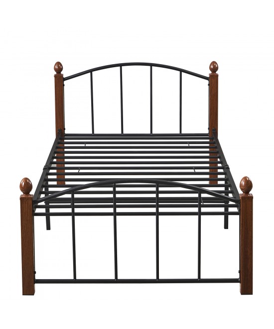 Κρεβάτι Μονό ArteLibre LARAMIE Μαύρο/Καρυδί Μέταλλο Για Στρώμα 90x200cm