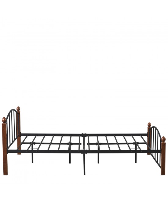 Κρεβάτι Ημίδιπλο ArteLibre LARAMIE Μαύρο/Καρυδί Μέταλλο Για Στρώμα 120x200cm
