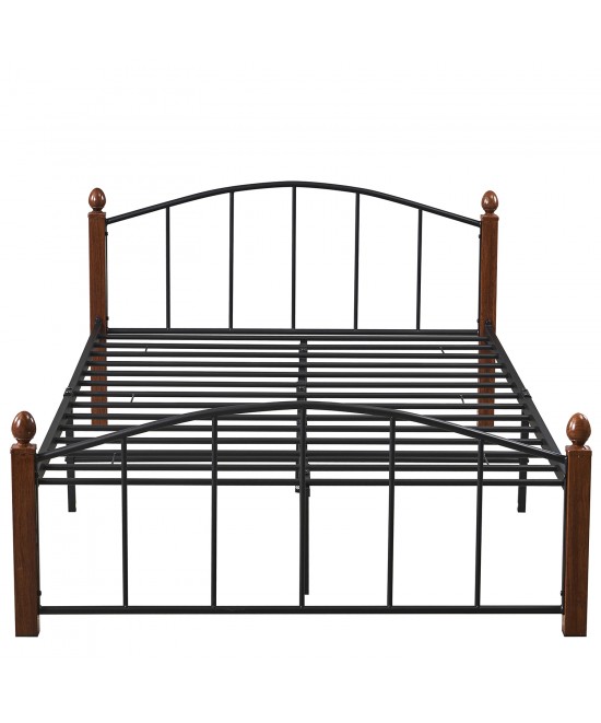 Κρεβάτι Ημίδιπλο ArteLibre LARAMIE Μαύρο/Καρυδί Μέταλλο Για Στρώμα 120x200cm