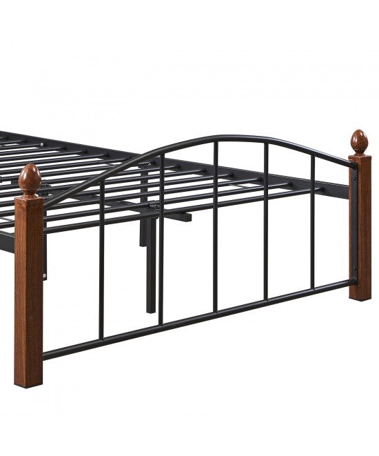 Κρεβάτι Ημίδιπλο ArteLibre LARAMIE Μαύρο/Καρυδί Μέταλλο Για Στρώμα 120x200cm