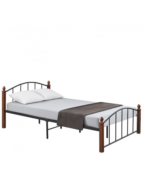 Κρεβάτι Ημίδιπλο ArteLibre LARAMIE Μαύρο/Καρυδί Μέταλλο Για Στρώμα 120x200cm