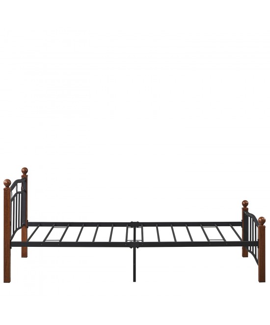 Κρεβάτι Μονό ArteLibre ARROWHEAD Μαύρο/Καρυδί Μέταλλο Για Στρώμα 90x200cm