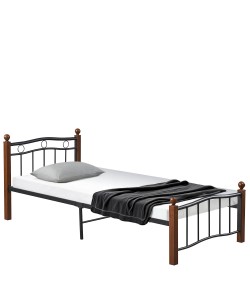 Κρεβάτι Μονό ArteLibre ARROWHEAD Μαύρο/Καρυδί Μέταλλο Για Στρώμα 90x200cm