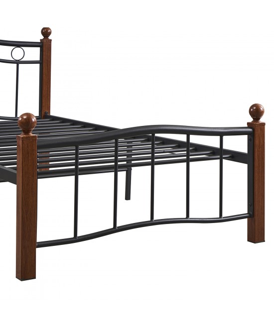 Κρεβάτι Μονό ArteLibre ARROWHEAD Μαύρο/Καρυδί Μέταλλο Για Στρώμα 90x200cm