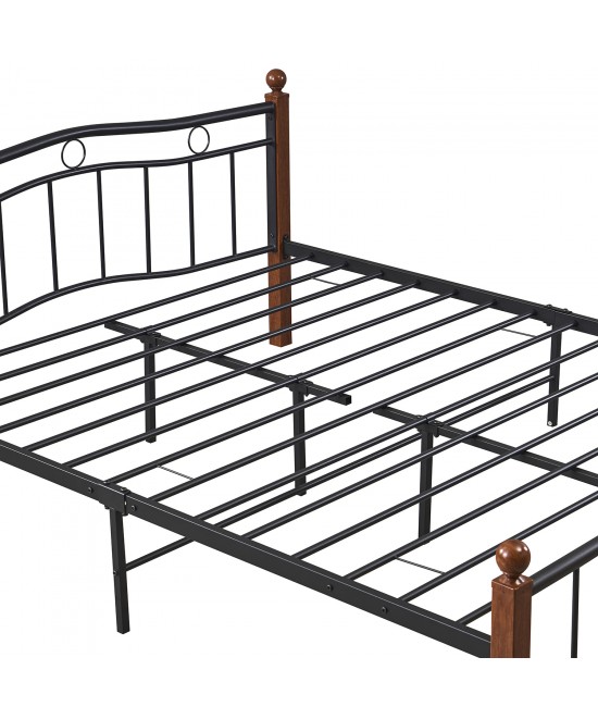 Κρεβάτι Ημίδιπλο ArteLibre ARROWHEAD Μαύρο/Καρυδί Μέταλλο Για Στρώμα 120x200cm