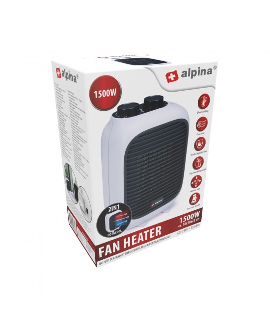 Φορητό Αερόθερμο 2-Σε-1 1500W Λευκό/Μαύρο 16x10x22cm ALPINA