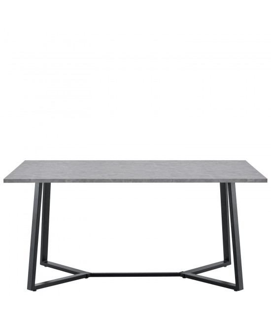 Τραπέζι Τραπεζαρίας ArteLibre DUNSMERE Γκρι Μάρμαρο/Μαύρο Μέταλλο/Μοριοσανίδα 160x90x75cm