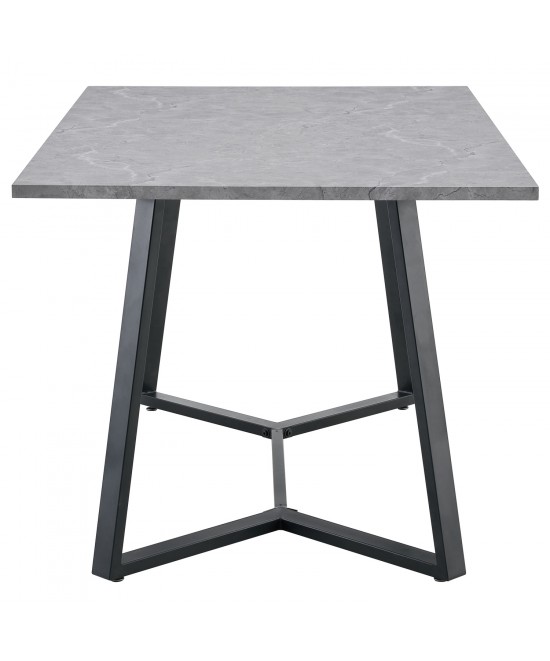 Τραπέζι Τραπεζαρίας ArteLibre DUNSMERE Γκρι Μάρμαρο/Μαύρο Μέταλλο/Μοριοσανίδα 160x90x75cm