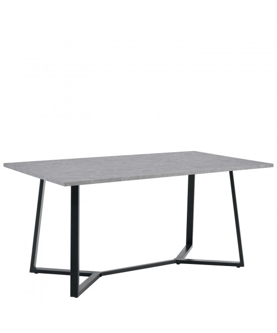 Τραπέζι Τραπεζαρίας ArteLibre DUNSMERE Γκρι Μάρμαρο/Μαύρο Μέταλλο/Μοριοσανίδα 160x90x75cm