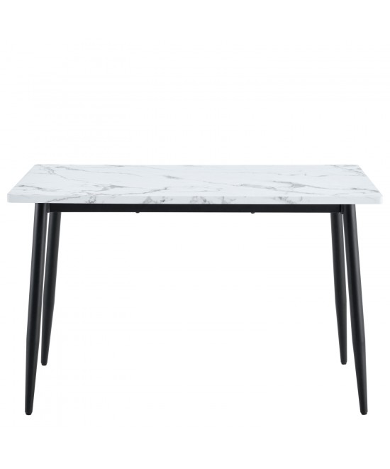 Τραπέζι Τραπεζαρίας ArteLibre IRWELL Λευκό Μάρμαρο/Μαύρο Μέταλλο/Μοριοσανίδα 120x80x75cm