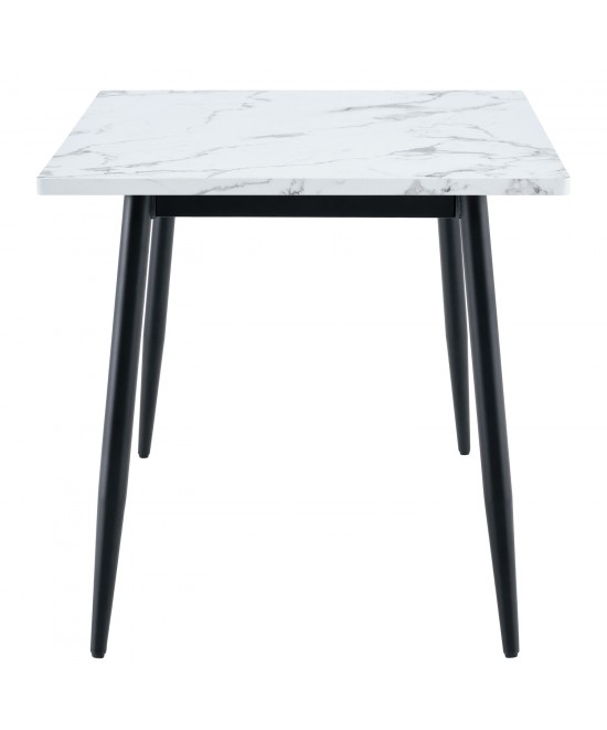 Τραπέζι Τραπεζαρίας ArteLibre IRWELL Λευκό Μάρμαρο/Μαύρο Μέταλλο/Μοριοσανίδα 120x80x75cm