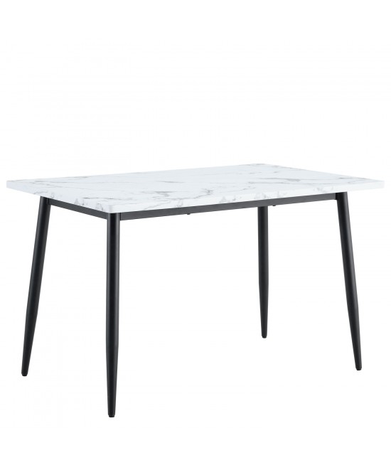 Τραπέζι Τραπεζαρίας ArteLibre IRWELL Λευκό Μάρμαρο/Μαύρο Μέταλλο/Μοριοσανίδα 120x80x75cm