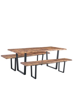 Σετ Τραπεζαρία (2+1) ArteLibre NORTHAM Καρυδί/Μαύρο Μέταλλο/Ξύλο