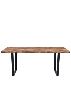 Σετ Τραπεζαρία (2+1) ArteLibre NORTHAM Καρυδί/Μαύρο Μέταλλο/Ξύλο