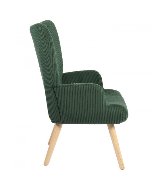 Πολυθρόνα ArteLibre LIRA Πράσινο Ύφασμα Κοτλέ/Ξύλο 94.5x64x70.5cm