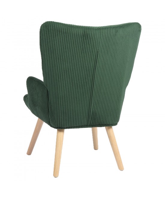 Πολυθρόνα ArteLibre LIRA Πράσινο Ύφασμα Κοτλέ/Ξύλο 94.5x64x70.5cm