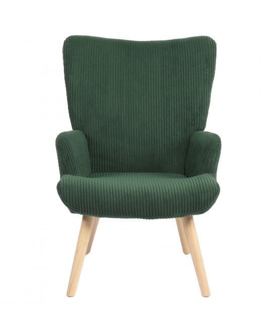 Πολυθρόνα ArteLibre LIRA Πράσινο Ύφασμα Κοτλέ/Ξύλο 94.5x64x70.5cm