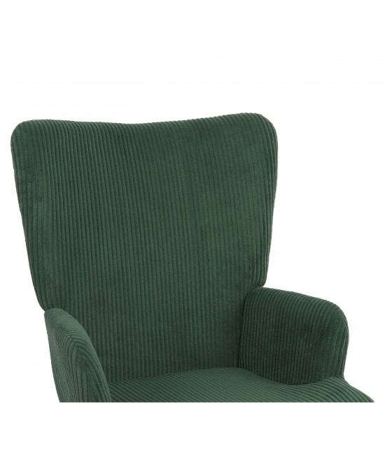 Πολυθρόνα ArteLibre LIRA Πράσινο Ύφασμα Κοτλέ/Ξύλο 94.5x64x70.5cm