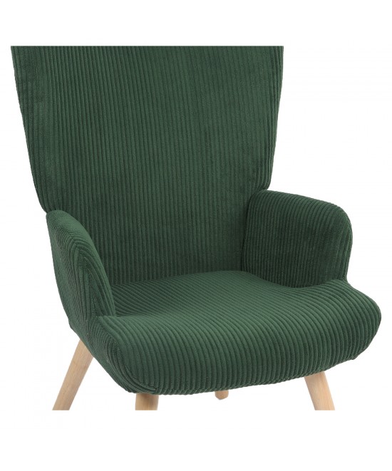 Πολυθρόνα ArteLibre LIRA Πράσινο Ύφασμα Κοτλέ/Ξύλο 94.5x64x70.5cm