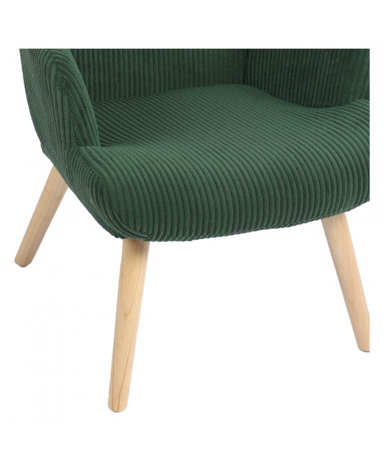 Πολυθρόνα ArteLibre LIRA Πράσινο Ύφασμα Κοτλέ/Ξύλο 94.5x64x70.5cm