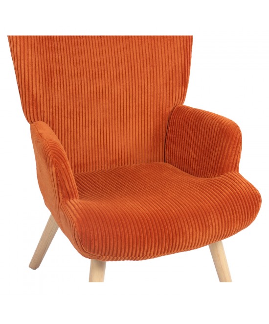 Πολυθρόνα ArteLibre LIRA Σάπιο Μήλο Ύφασμα Κοτλέ/Ξύλο 94.5x64x70.5cm