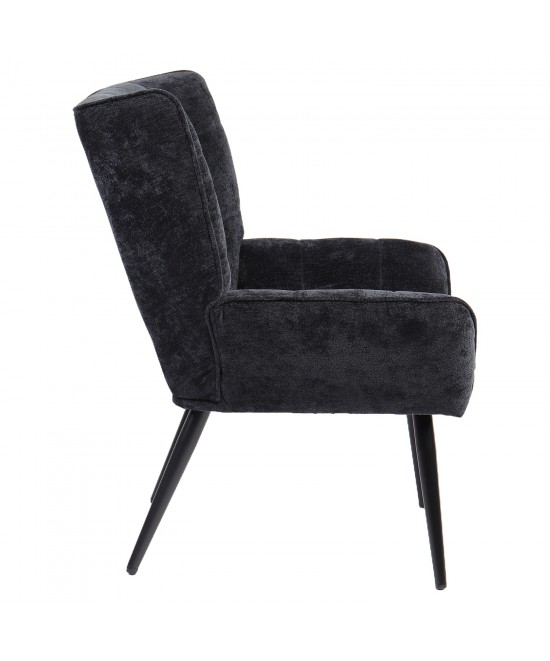 Πολυθρόνα ArteLibre TIVA Μαύρο Ύφασμα Σενίλ/Μέταλλο 84x78x77cm