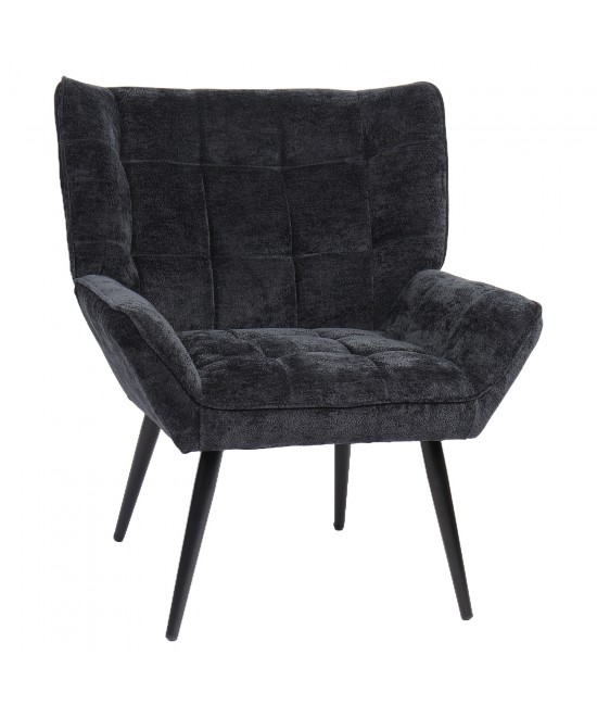 Πολυθρόνα ArteLibre TIVA Μαύρο Ύφασμα Σενίλ/Μέταλλο 84x78x77cm