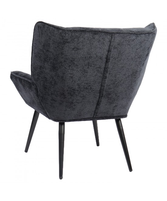 Πολυθρόνα ArteLibre TIVA Μαύρο Ύφασμα Σενίλ/Μέταλλο 84x78x77cm
