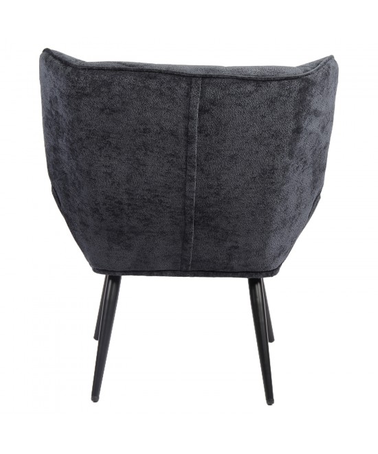 Πολυθρόνα ArteLibre TIVA Μαύρο Ύφασμα Σενίλ/Μέταλλο 84x78x77cm