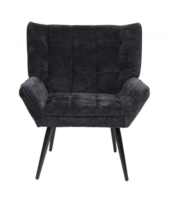 Πολυθρόνα ArteLibre TIVA Μαύρο Ύφασμα Σενίλ/Μέταλλο 84x78x77cm