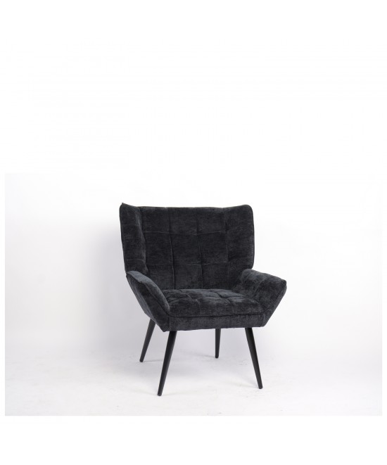 Πολυθρόνα ArteLibre TIVA Μαύρο Ύφασμα Σενίλ/Μέταλλο 84x78x77cm