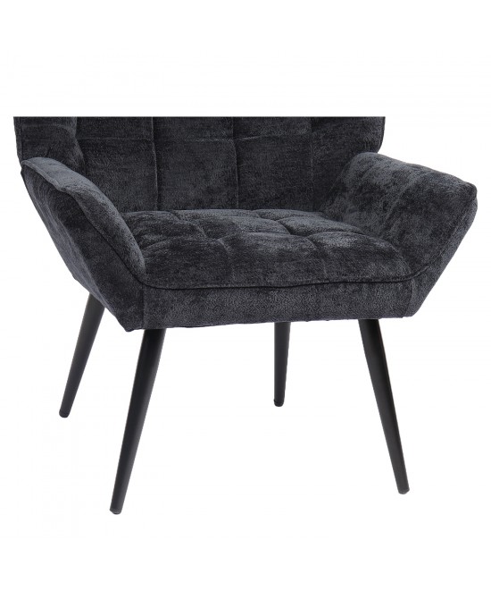 Πολυθρόνα ArteLibre TIVA Μαύρο Ύφασμα Σενίλ/Μέταλλο 84x78x77cm