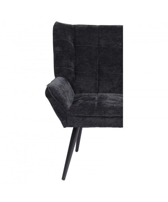 Πολυθρόνα ArteLibre TIVA Μαύρο Ύφασμα Σενίλ/Μέταλλο 84x78x77cm